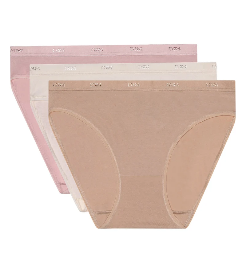 Lot de 3 slips peau/rose/nacre Les Pockets Coton