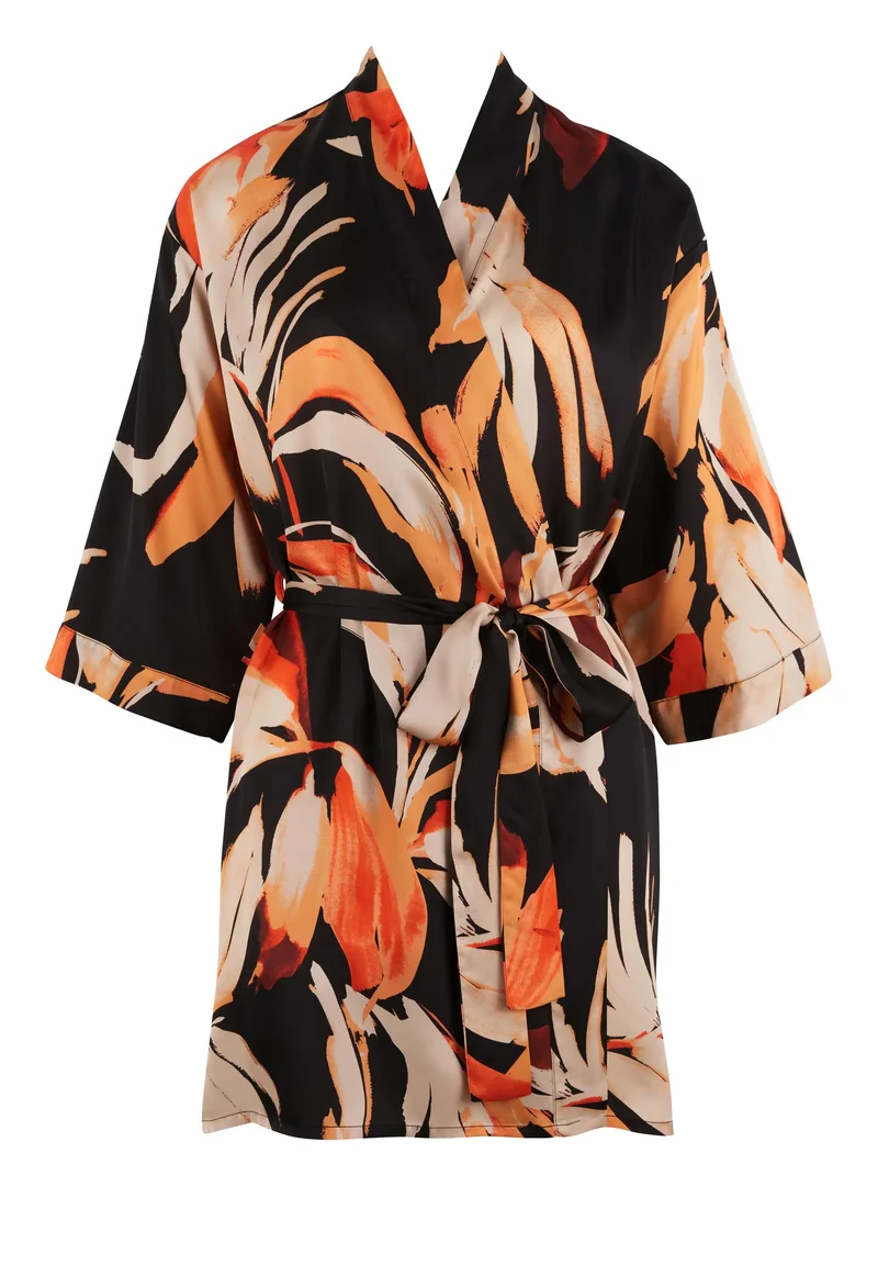 Kimono Pure Chic Feuilles Noir