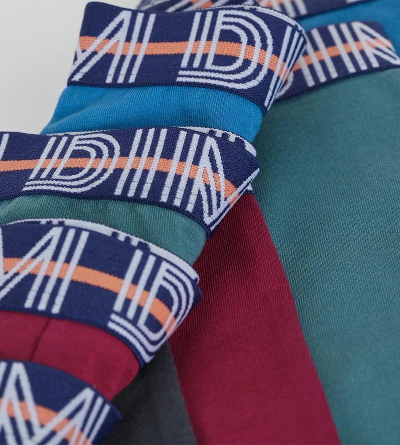 Lot de 4 boxers garçon Vert Ebene Bordeaux Bleu Coton Stretch Kids