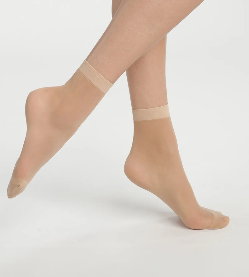 Lot de 2 paires de socquettes voile renforcé Beige Éclat Ultra Resist