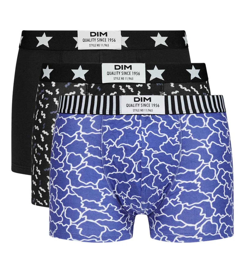 Lot de 3 boxers homme motifs Nuages Bleu Noir Dim Vibes