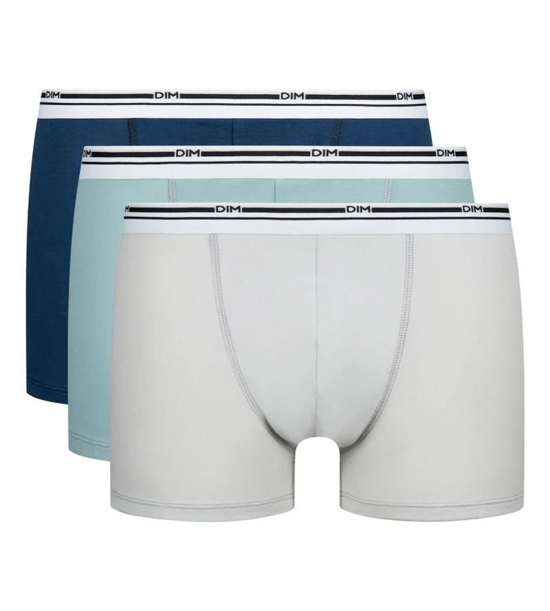 Lot de 3 boxers homme coton stretch Bleu Gris Classic Colors