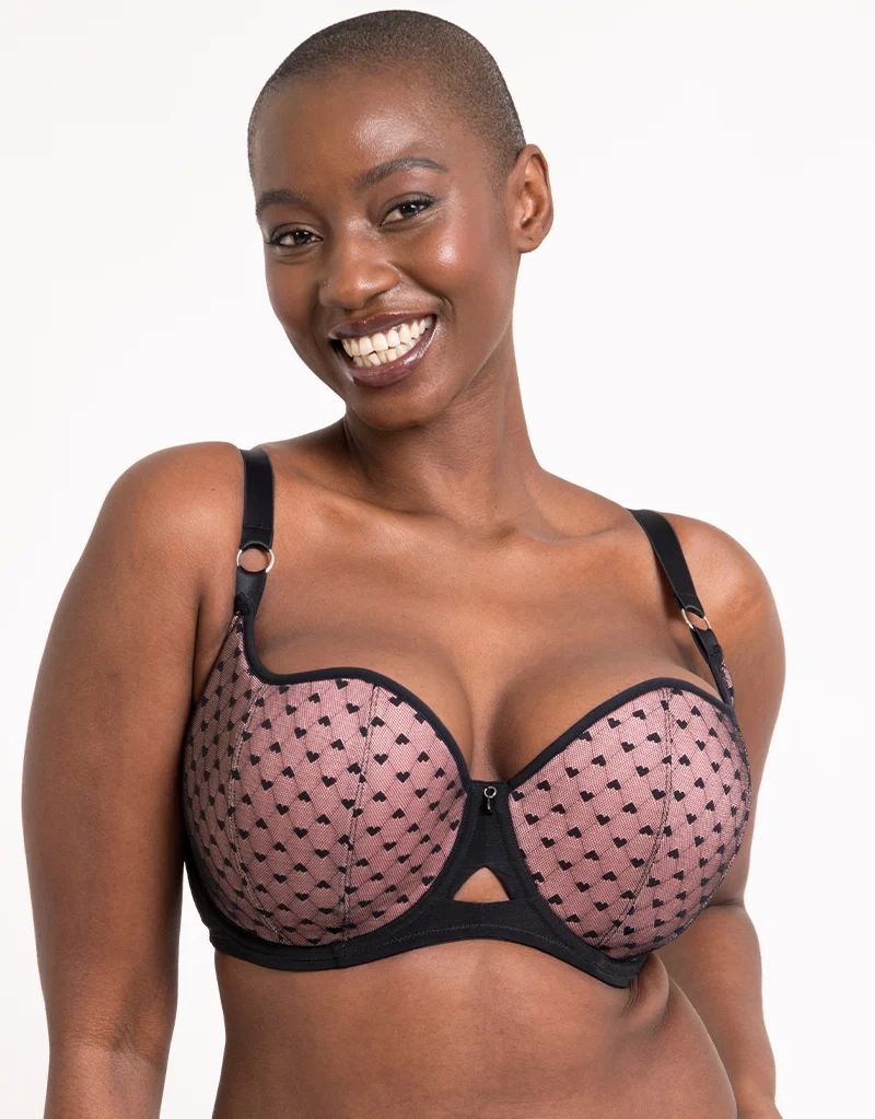 Curvy Kate Boost Heartbreaker Padded Balcony Bra Black/Pink