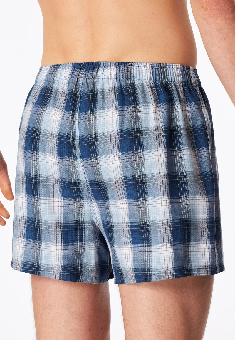 Boxershorts mit Knopfleiste 2er-Pack Blau kariert - Boxershorts Multipacks