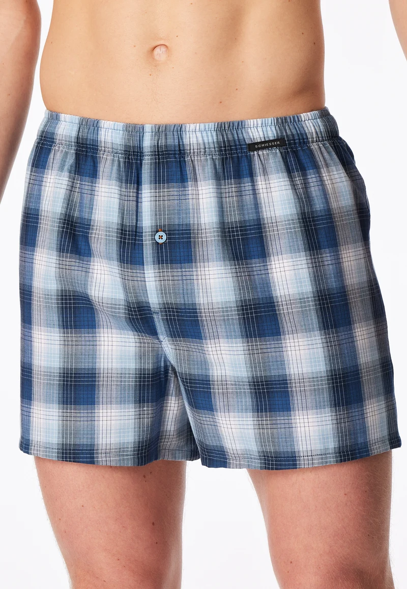 Boxershorts mit Knopfleiste 2er-Pack Blau kariert - Boxershorts Multipacks