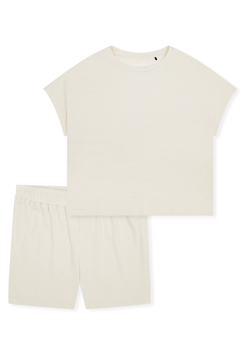 Schlafanzug kurz Feinripp Soft Beige - Casual Feel