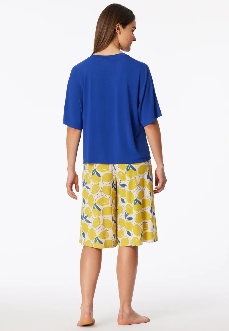 Schlafanzug 3/4-lang Blau/Gelb gemustert - Casual Fashion