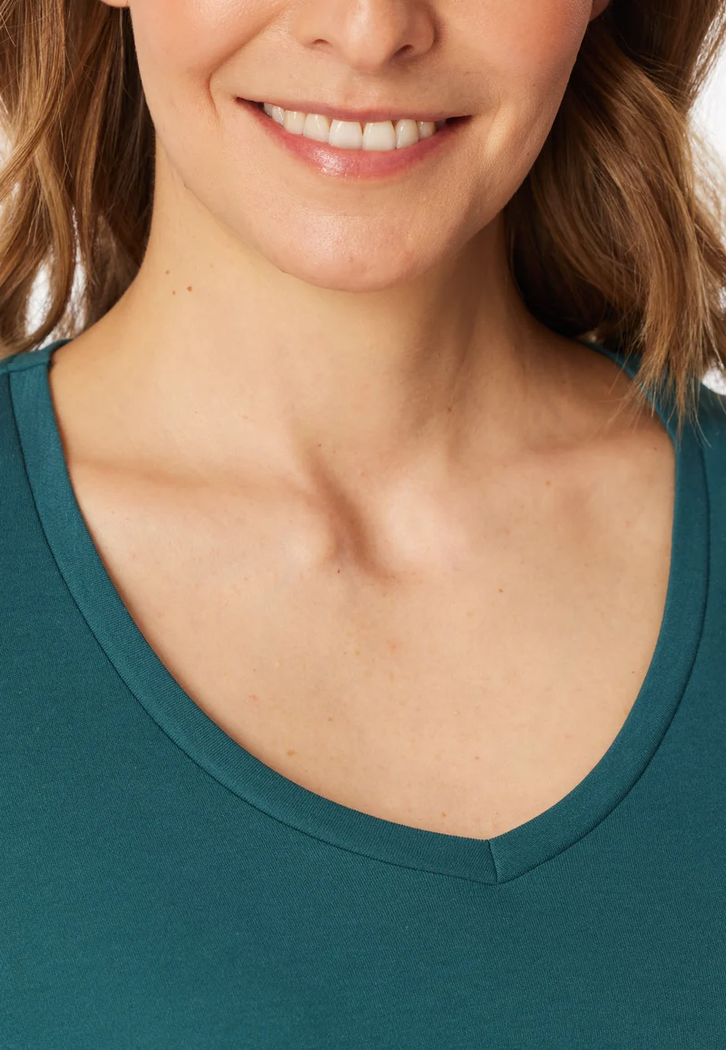 Schlafanzug mit Bündchen Petrol gemustert - Modern Nightwear