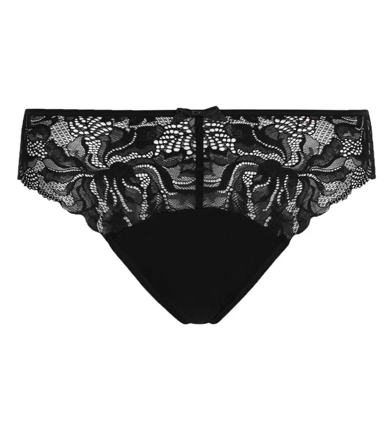 Culotte Noire femme en microfibre et dentelle Generous Essentiel