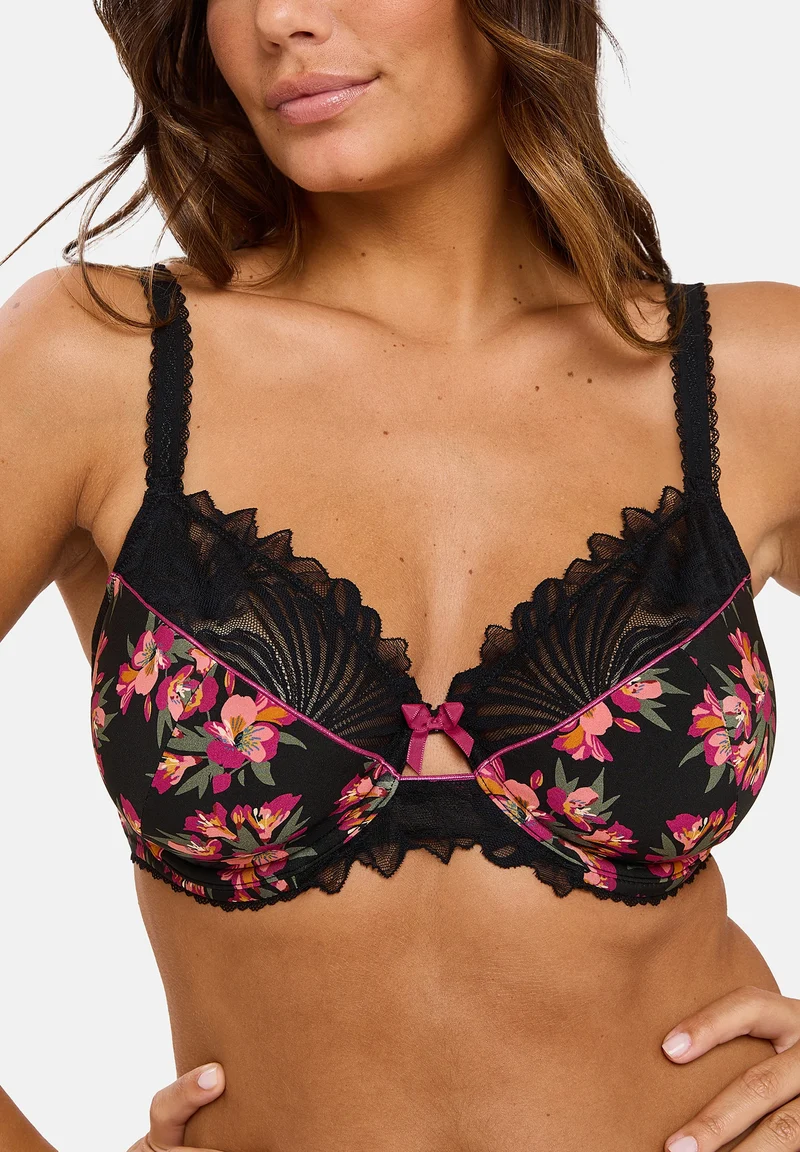 Soutien-gorge emboîtant Oriane Bouquets Noir & Rose