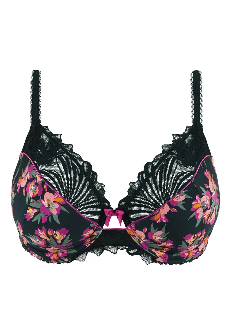 Soutien-gorge emboîtant Oriane Bouquets Noir & Rose