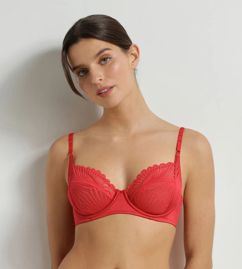 Soutien-gorge full cup à armatures en dentelle Rouge Chocolove