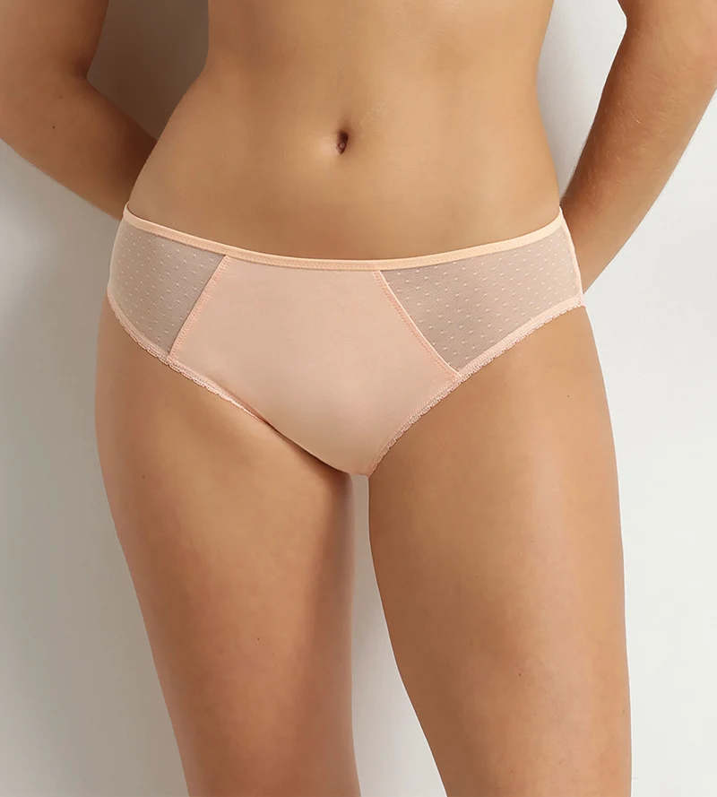 Culotte femme microfibre et tulle plumetis Abricot Generous Coton Bio