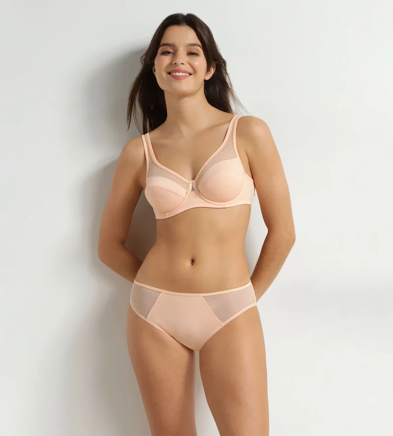 Culotte femme microfibre et tulle plumetis Abricot Generous Coton Bio