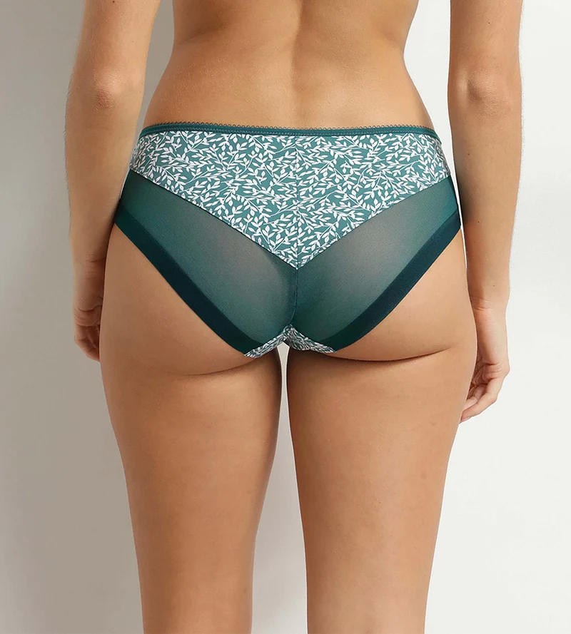 Culotte femme microfibre et tulle vert hydro Dim Generous