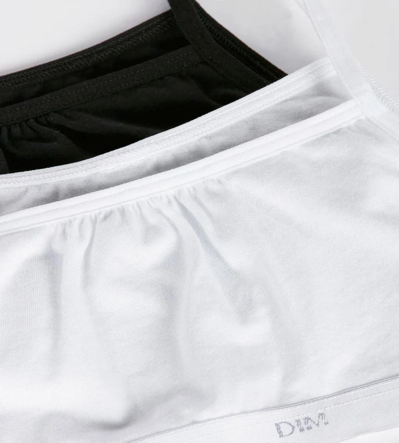 Lot de 2 brassières filles coton stretch Noir Blanc Les Pockets Ecodim