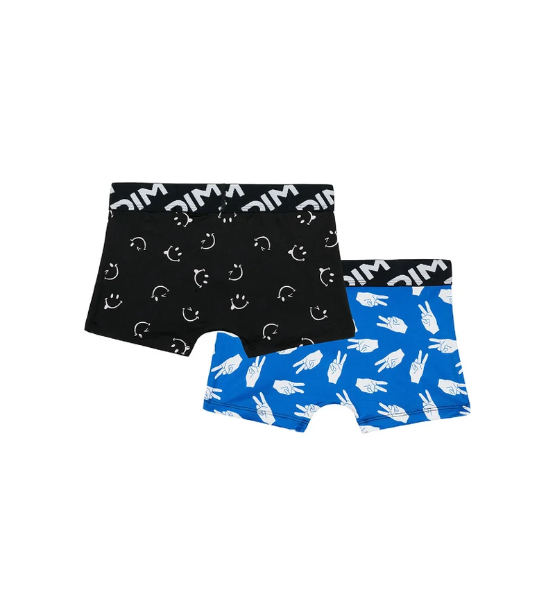 Lot de 2 boxers garçons en microfibre recyclée motif peace Dim Micro