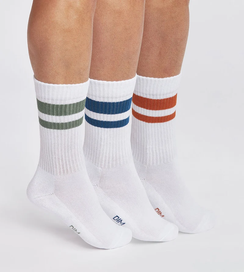 Lot de 3 paires de chaussettes homme en coton Blanc Vert EcoDim Sport
