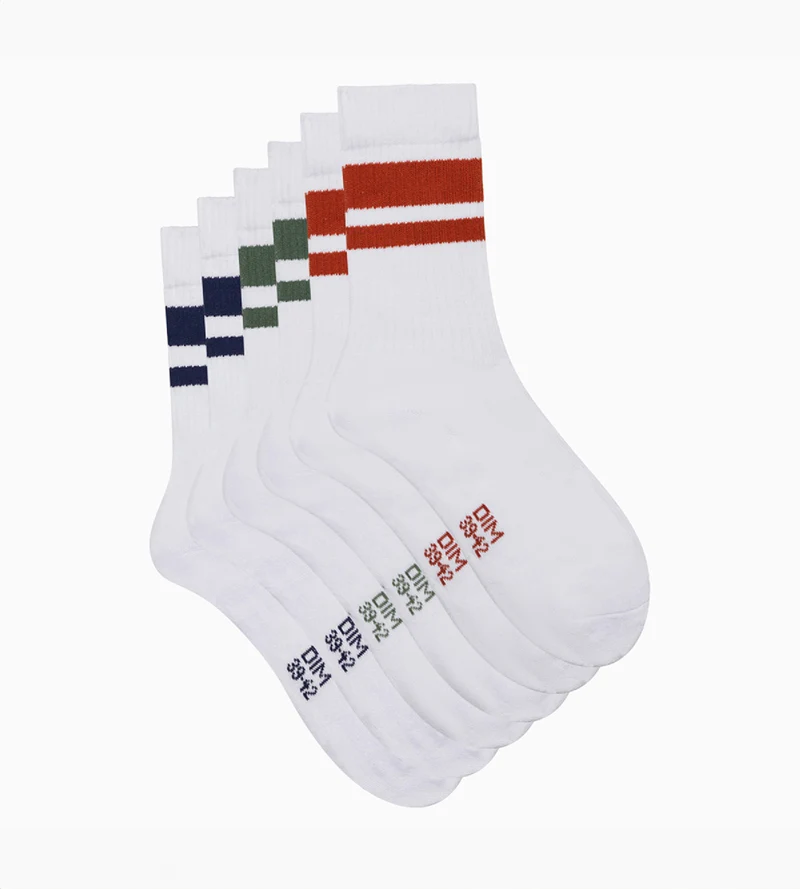 Lot de 3 paires de chaussettes homme en coton Blanc Vert EcoDim Sport