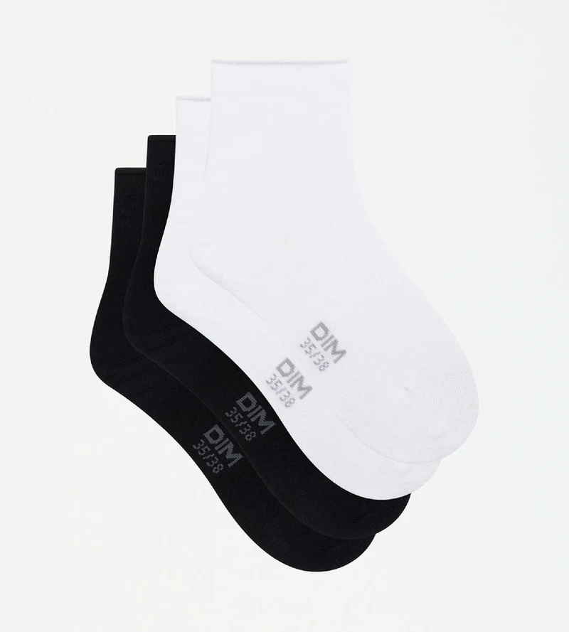 Lot de 2 paires de socquettes femmes en modal noir blanc Dim Modal