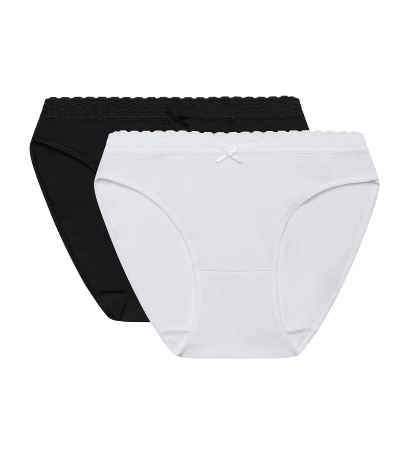 Lot de 2 culottes pour Femme noir et blanc DIM Fashion