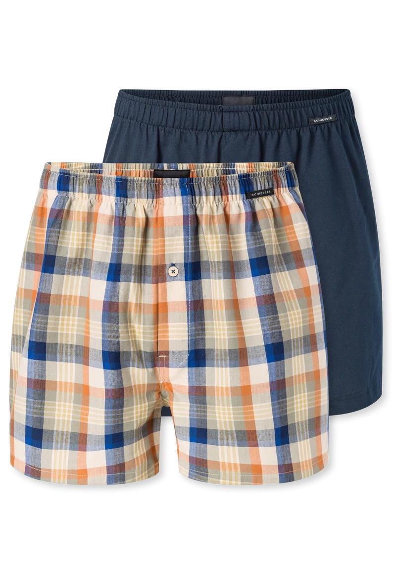 Boxershorts mit Knopfleiste 2er-Pack Bunt kariert - Boxershorts Multipacks