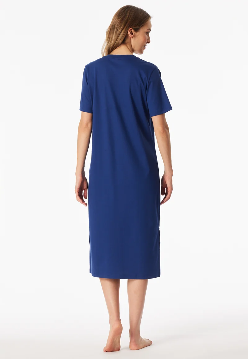 Nachthemd kurzarm Blau gemustert - Interlock
