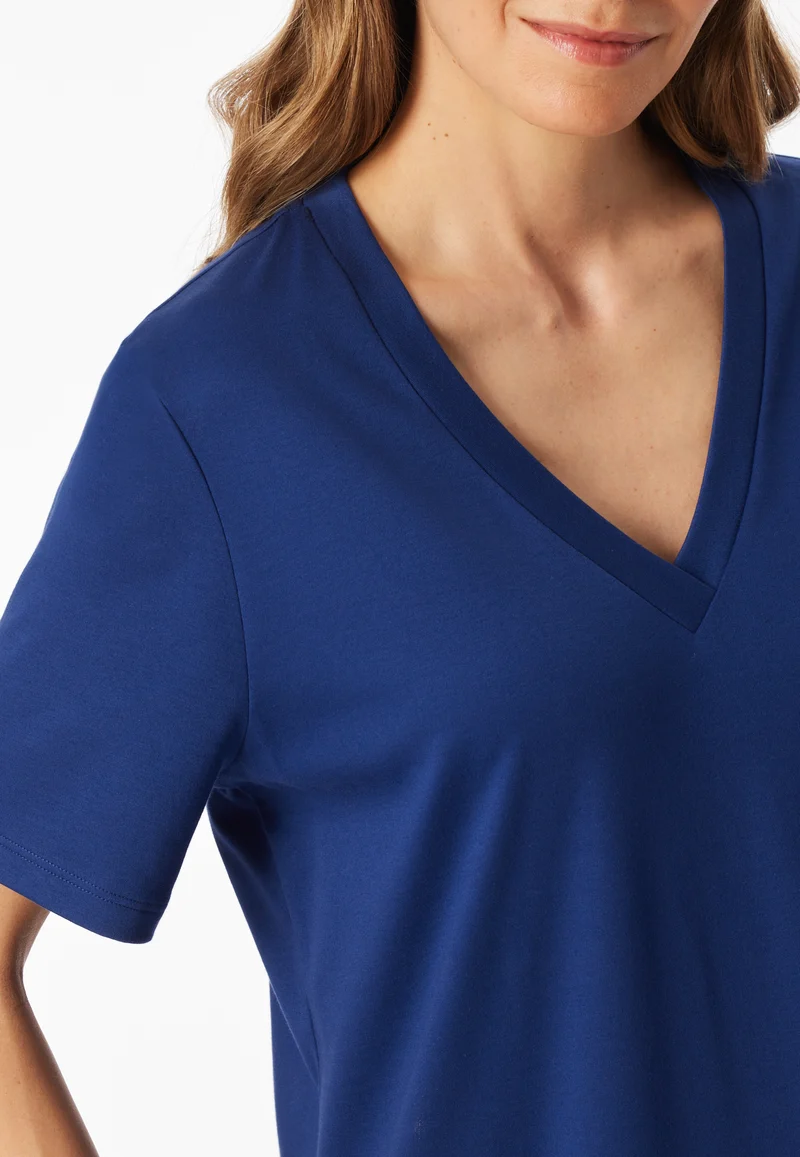Nachthemd kurzarm Blau gemustert - Interlock