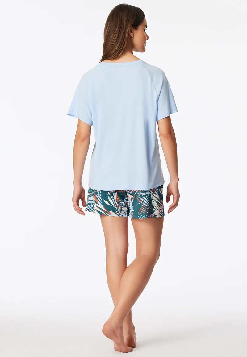 Schlafanzug kurz Blau gemustert - Modern Nightwear