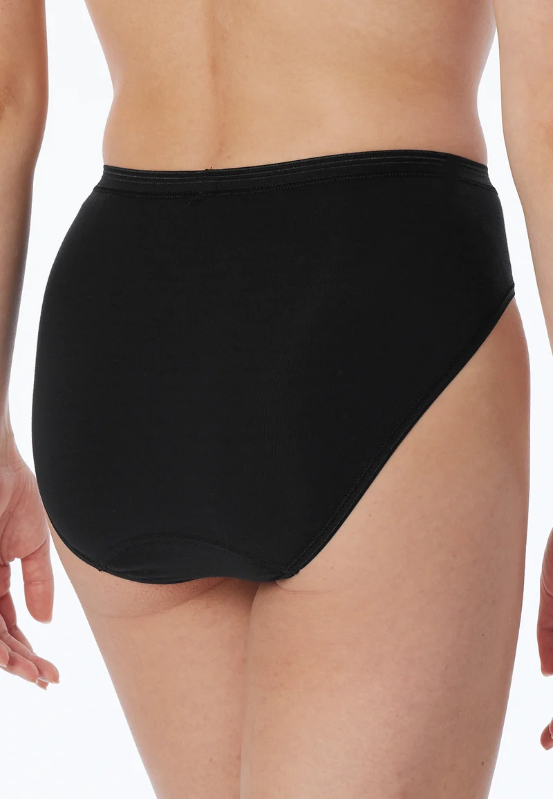 High Waist Slip Feinripp Schwarz - Luxury