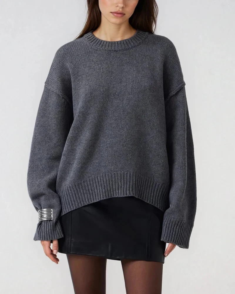 Pull Col Rond Coutures Apparentes - Natalia