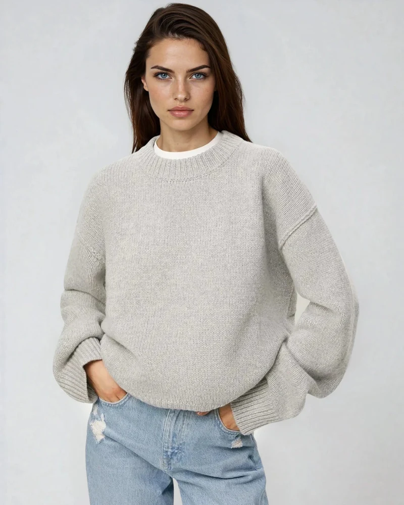 Pull Col Rond Coutures Apparentes - Natalia