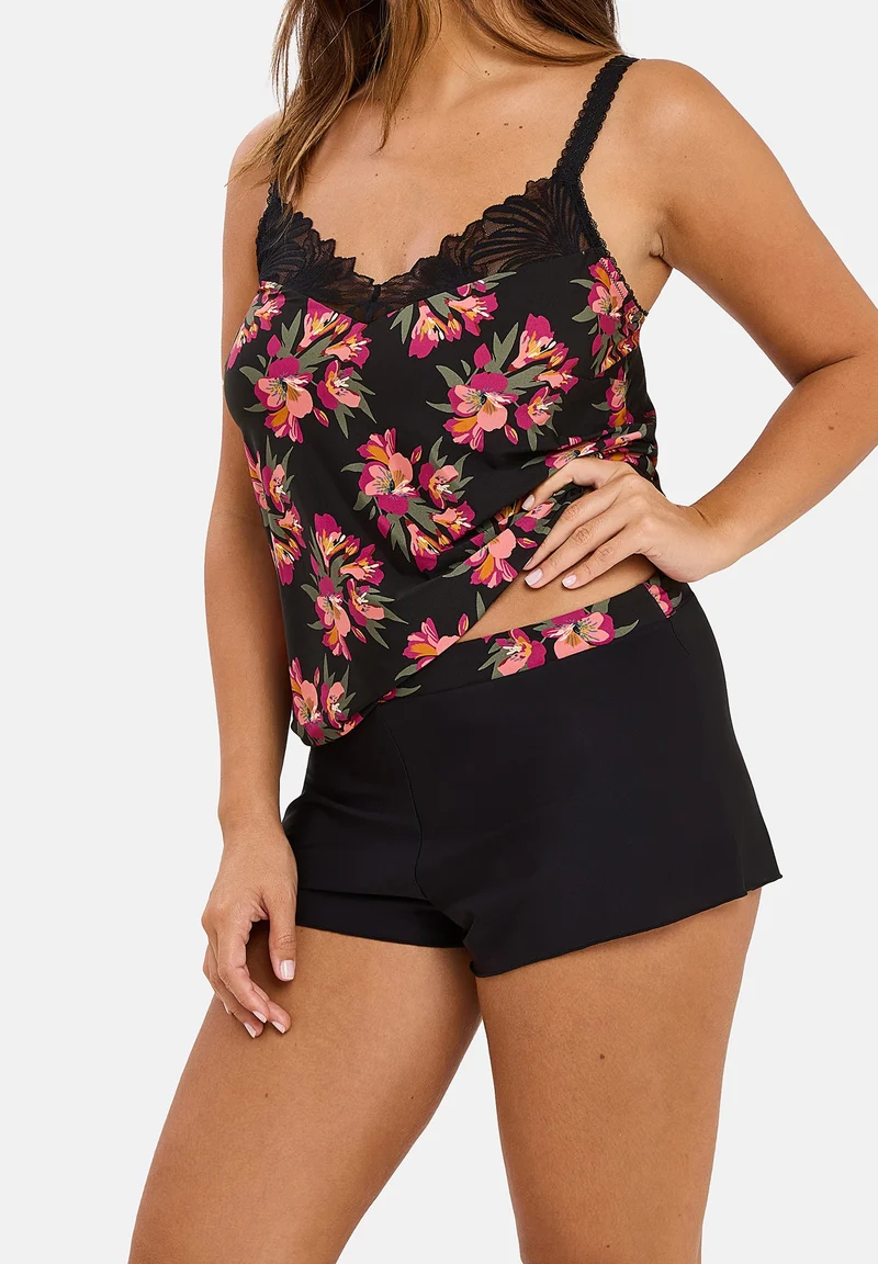 Caraco Oriane Bouquets Noir & Rose