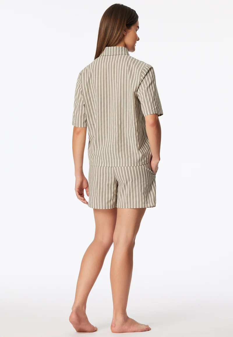Pyjama kurz Oliv gestreift - Selected Premium