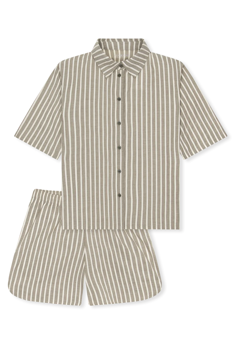 Pyjama kurz Oliv gestreift - Selected Premium