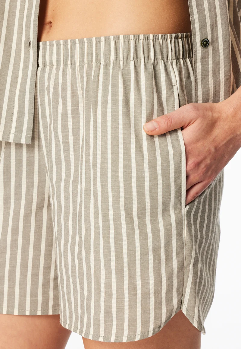 Pyjama kurz Oliv gestreift - Selected Premium