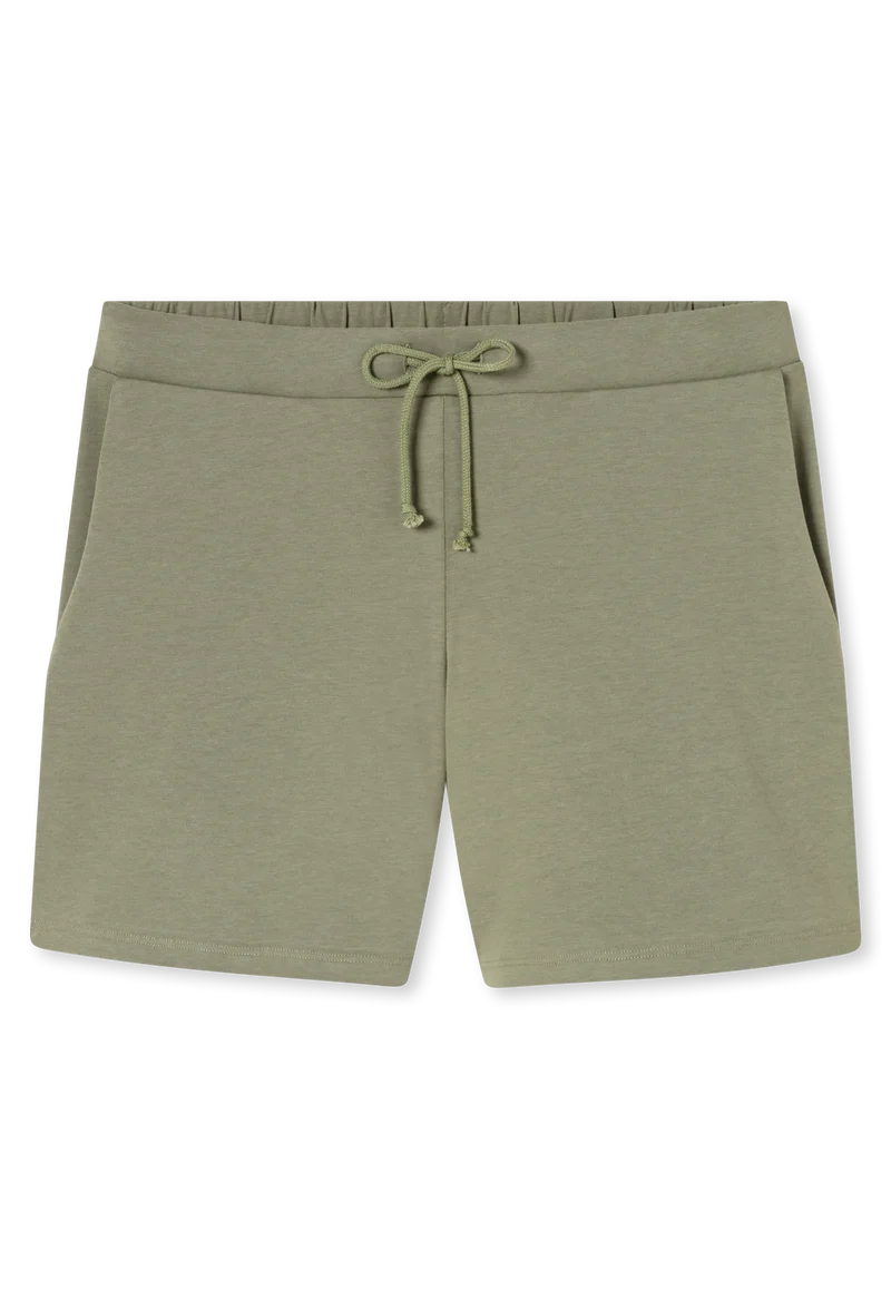 Schlafanzug kurz Oliv/Weiss gestreift - Casual Nightwear