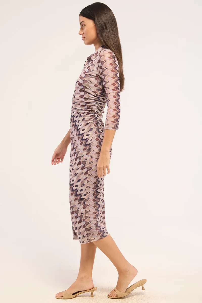 Robe-chemisier midi froncée Renee