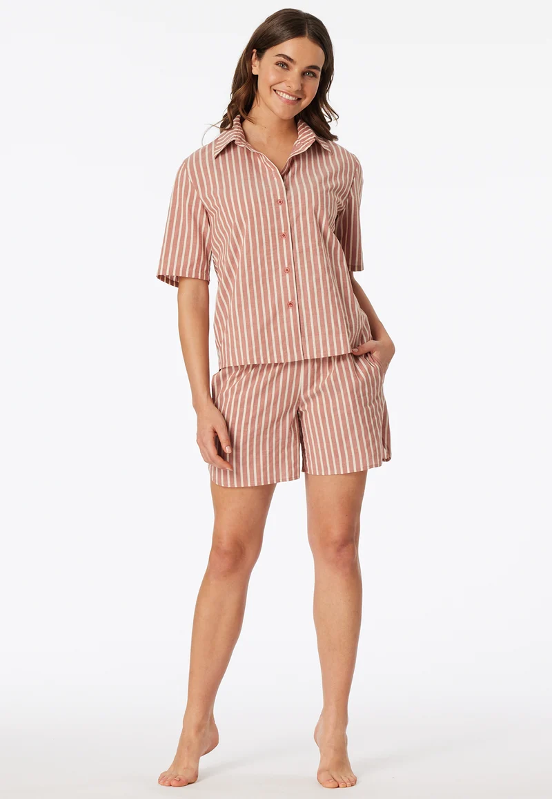 Pyjama kurz Rot gestreift - Selected Premium