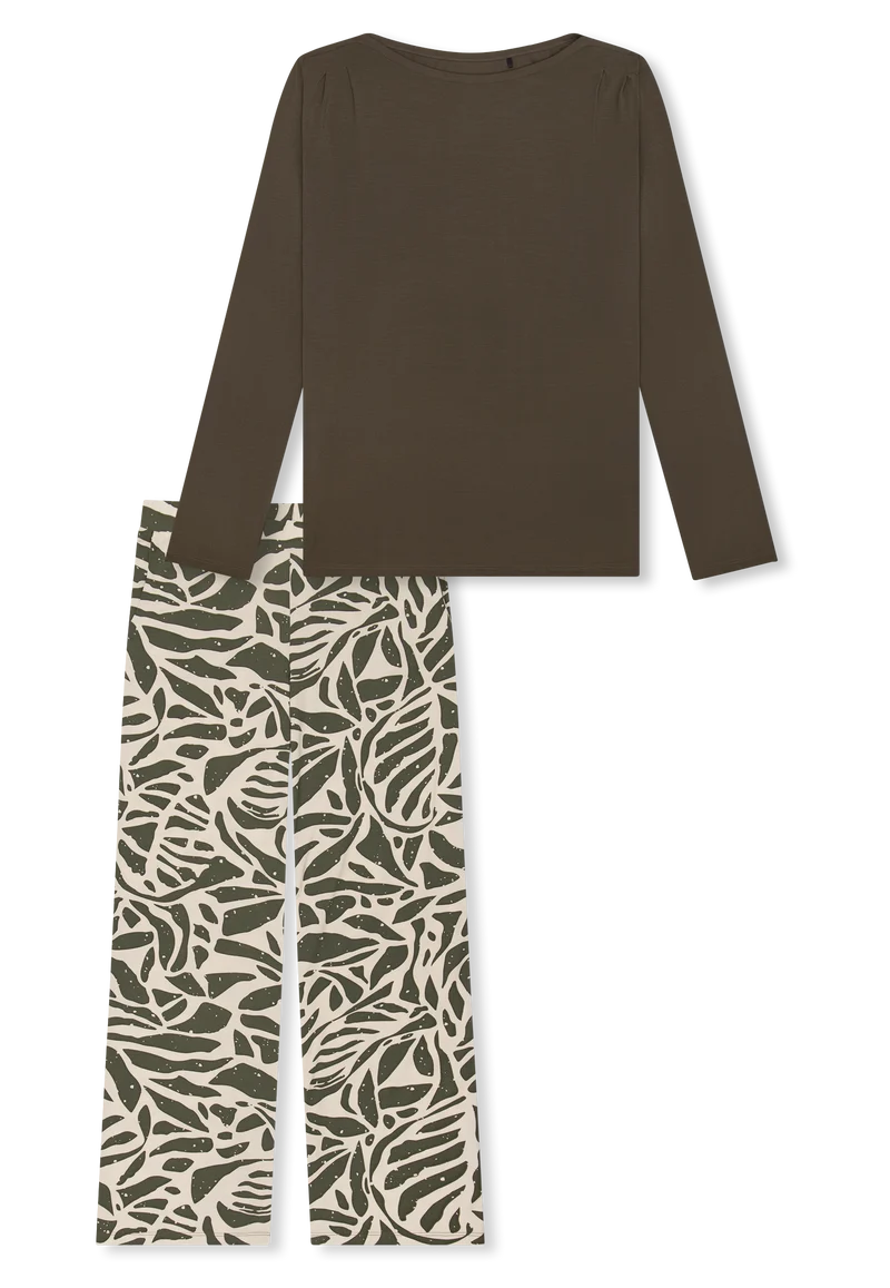 Schlafanzug Khaki/Weiss gemustert - Selected Premium