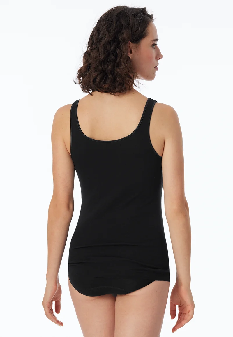 Tank Top Feinripp Schwarz - Luxury