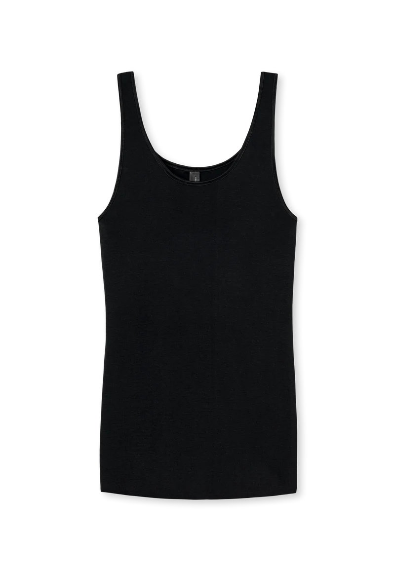 Tank Top Feinripp Schwarz - Luxury