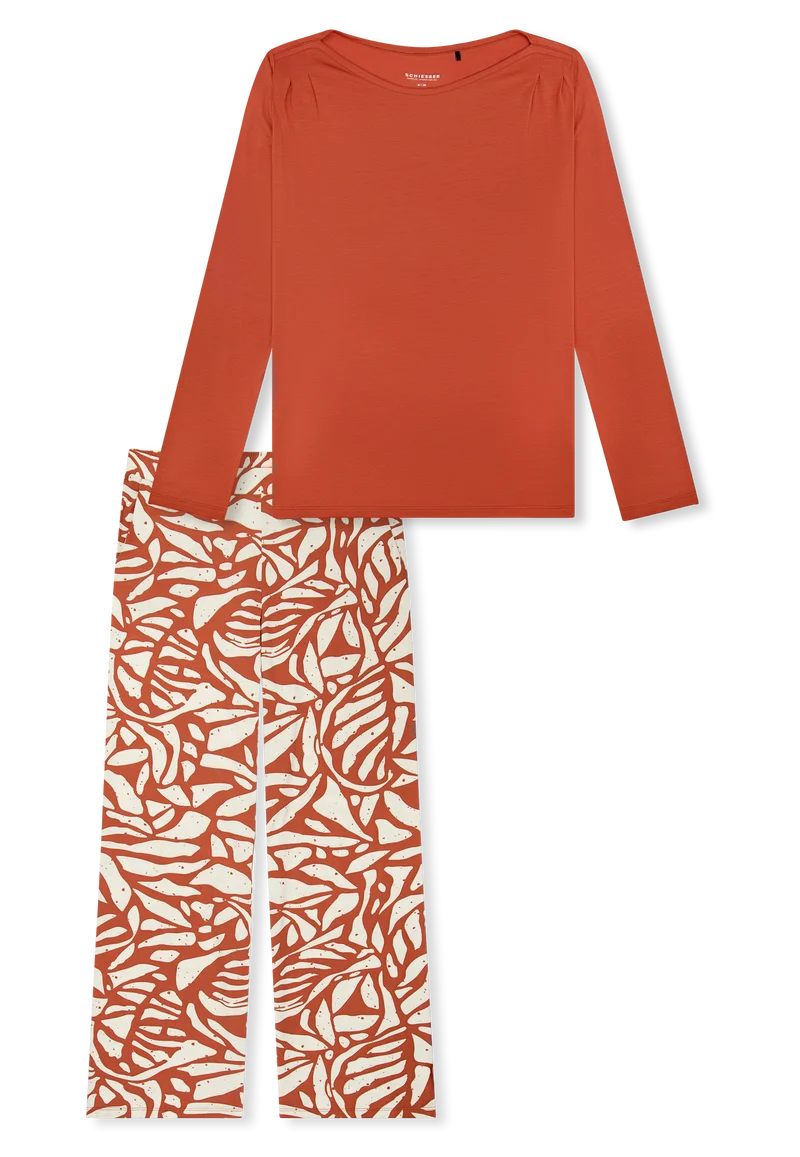 Schlafanzug Orange/Weiss gemustert - Selected Premium
