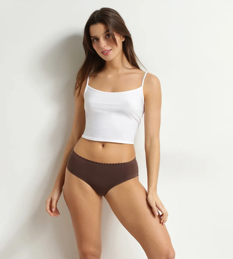 Lot de 2 tangas Body Touch en coton Dim chocolat et rose pourdré