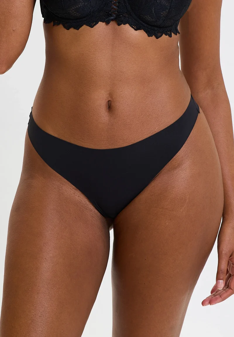 Lot de 3 strings en microfibre Discrète Noir