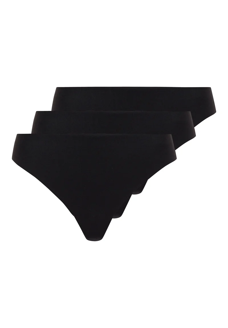 Lot de 3 strings en microfibre Discrète Noir