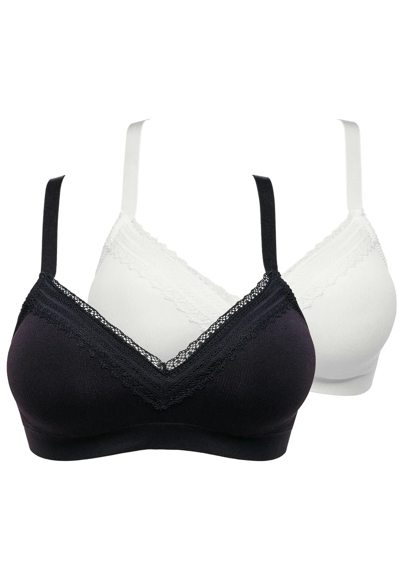 Lot de 2 brassières Agathe Ivoire et Noir