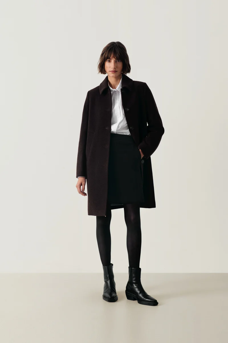 Manteau long boutonné à col classique Kamillas