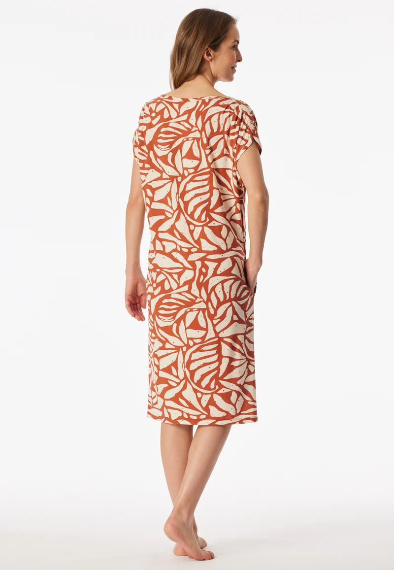 Nachthemd kurzarm Orange/Off-White - Selected Premium