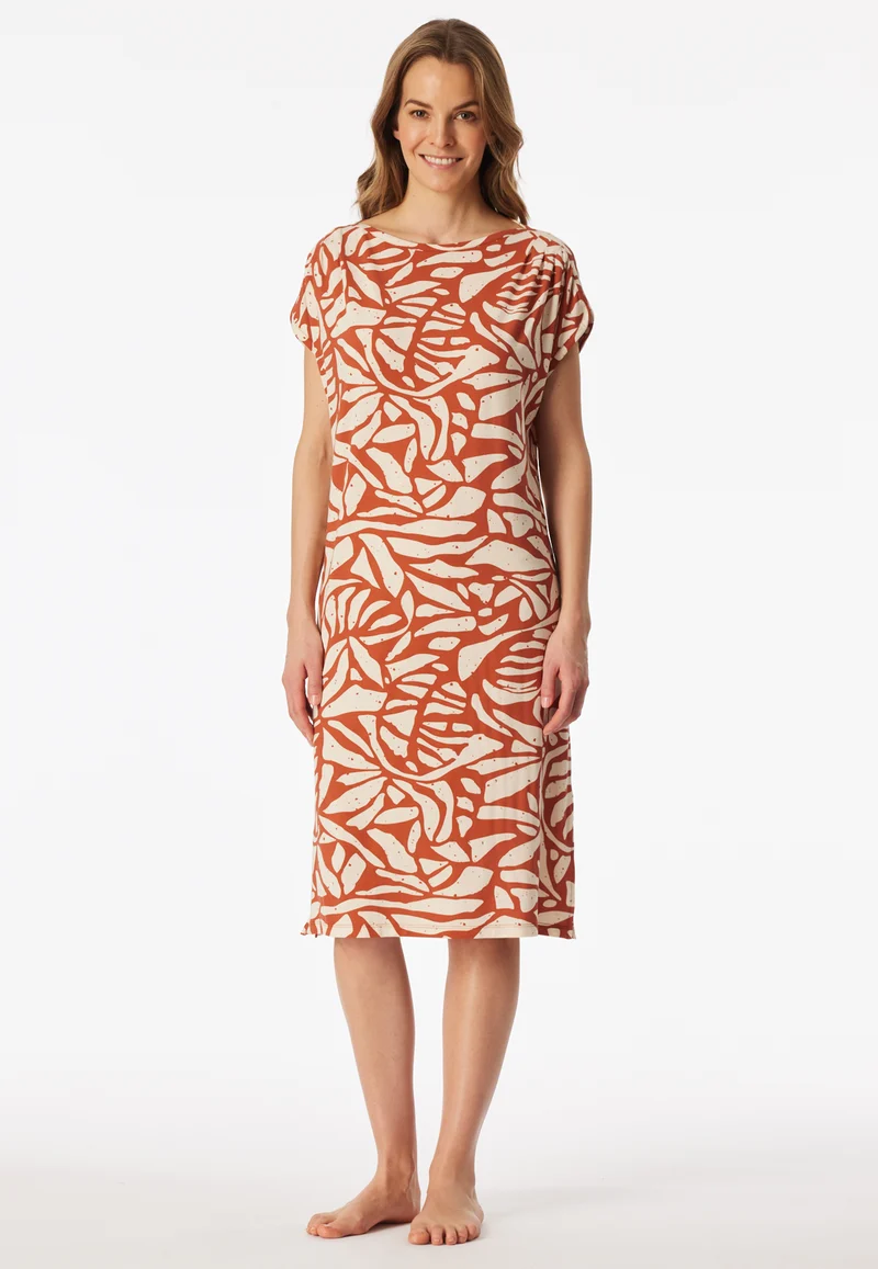 Nachthemd kurzarm Orange/Off-White - Selected Premium